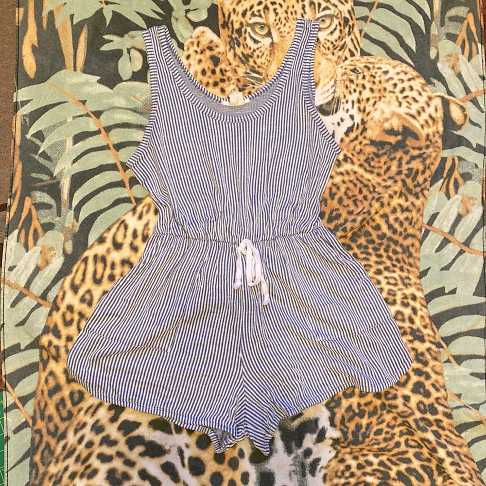 Caution to the Wind Nautical Stripe Romper